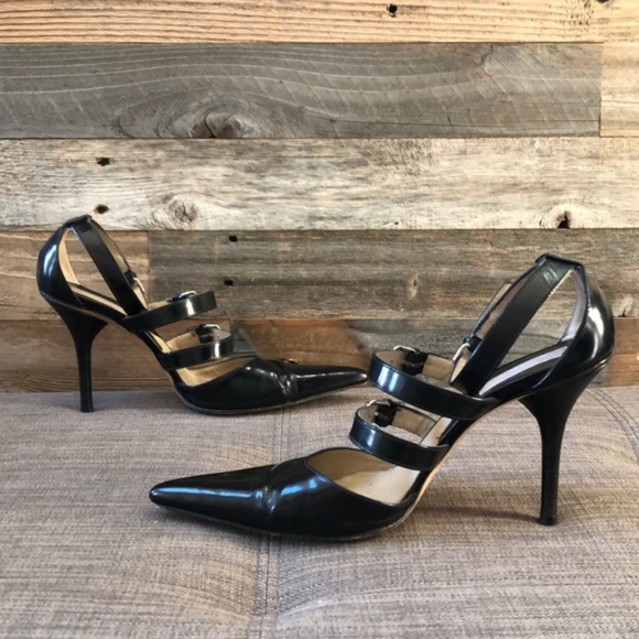 Michael Kors Shoes - MICHAEL KORS Black Pointy Toe 3 Strap Heel Size 7
